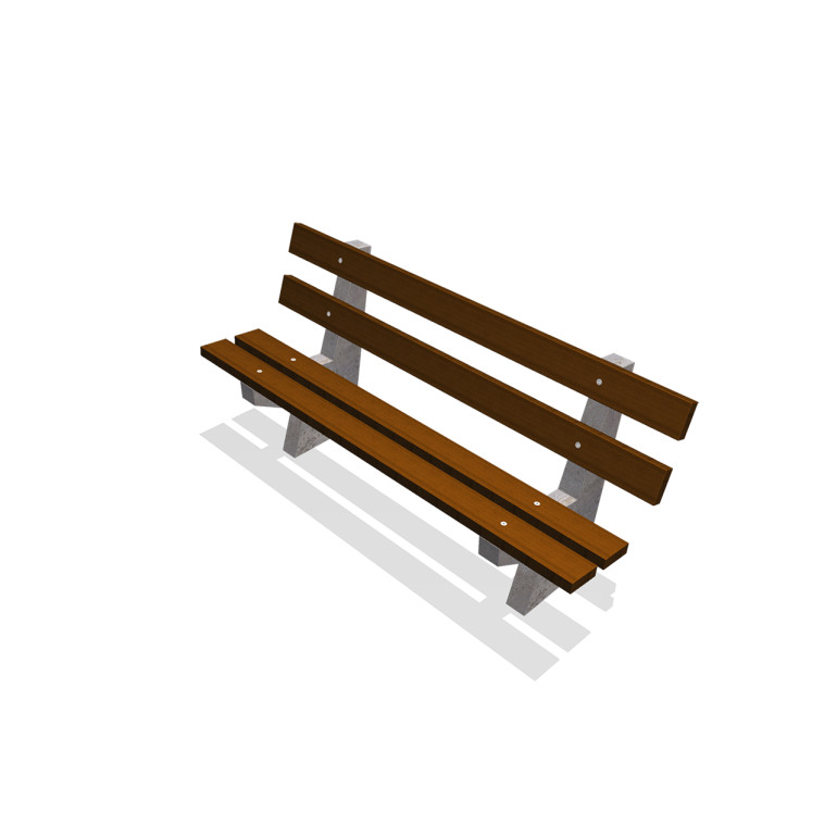 Bench with backrest (hardwood/concrete)